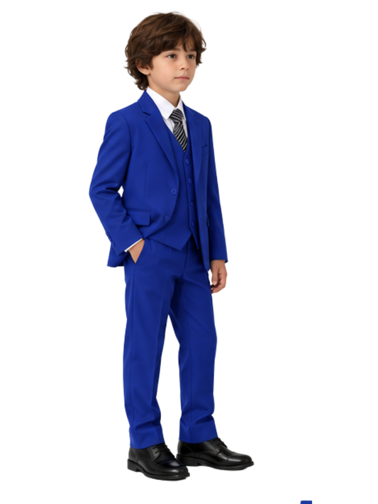 Traje de Niño 5 Piezas con Corbata Azul