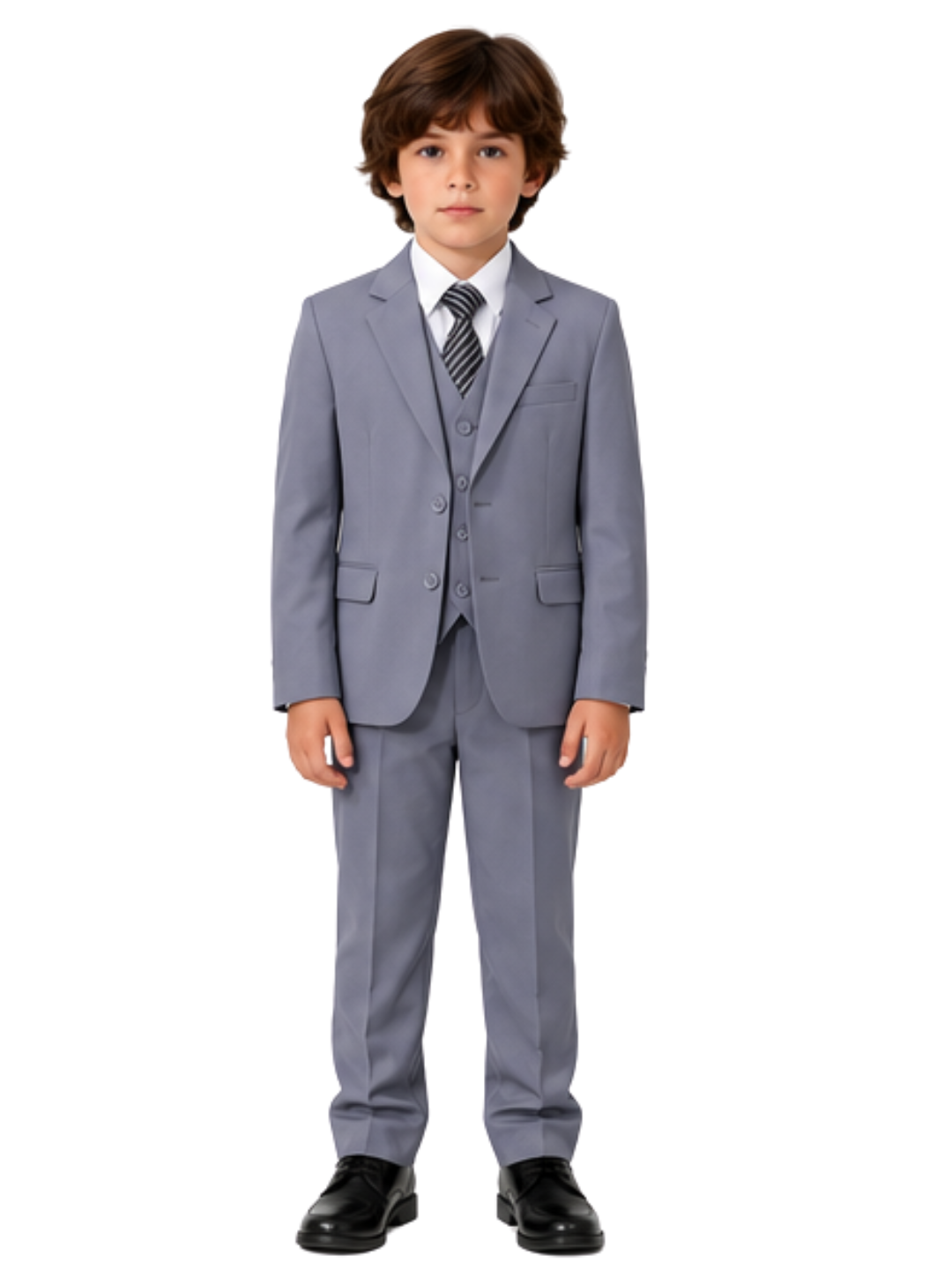 Traje de Niño 5 Piezas con Corbata Gris