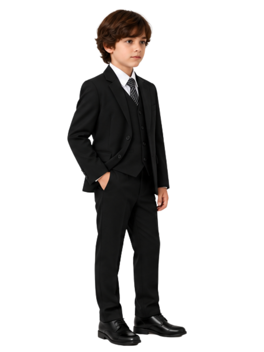 Traje de Niño 5 Piezas con Corbata Negro