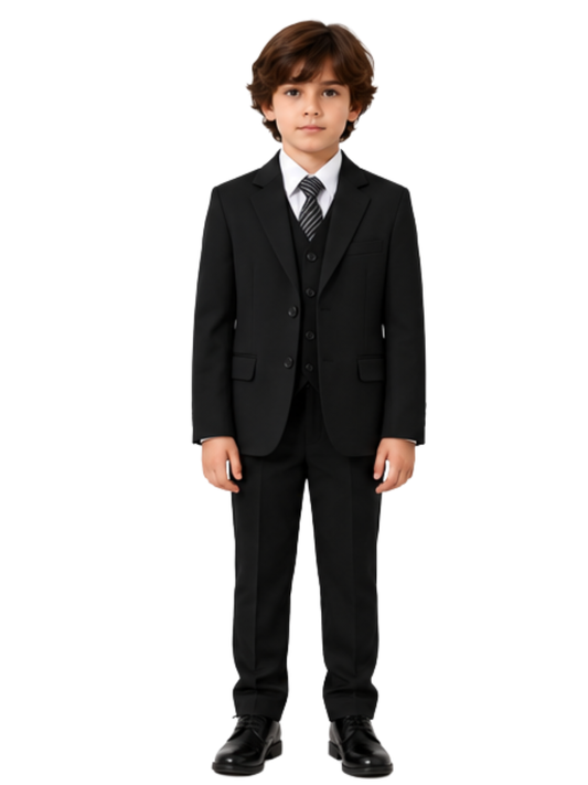 Traje de Niño 5 Piezas con Corbata Negro