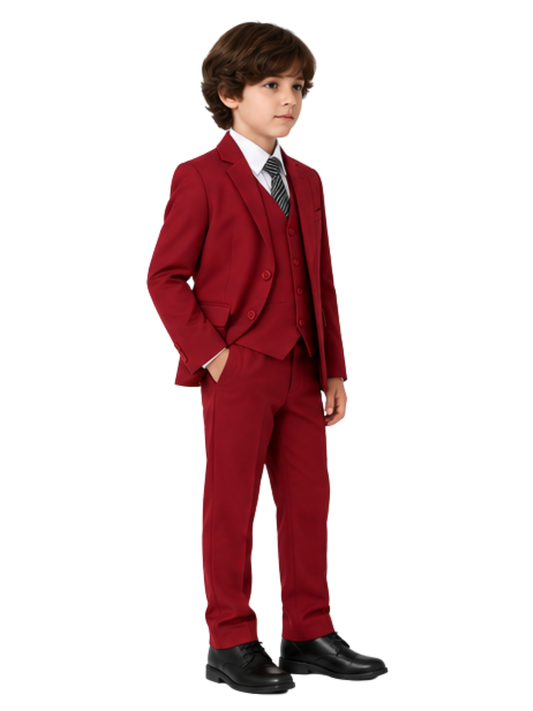 Traje de Niño 5 Piezas con Corbata Rojo
