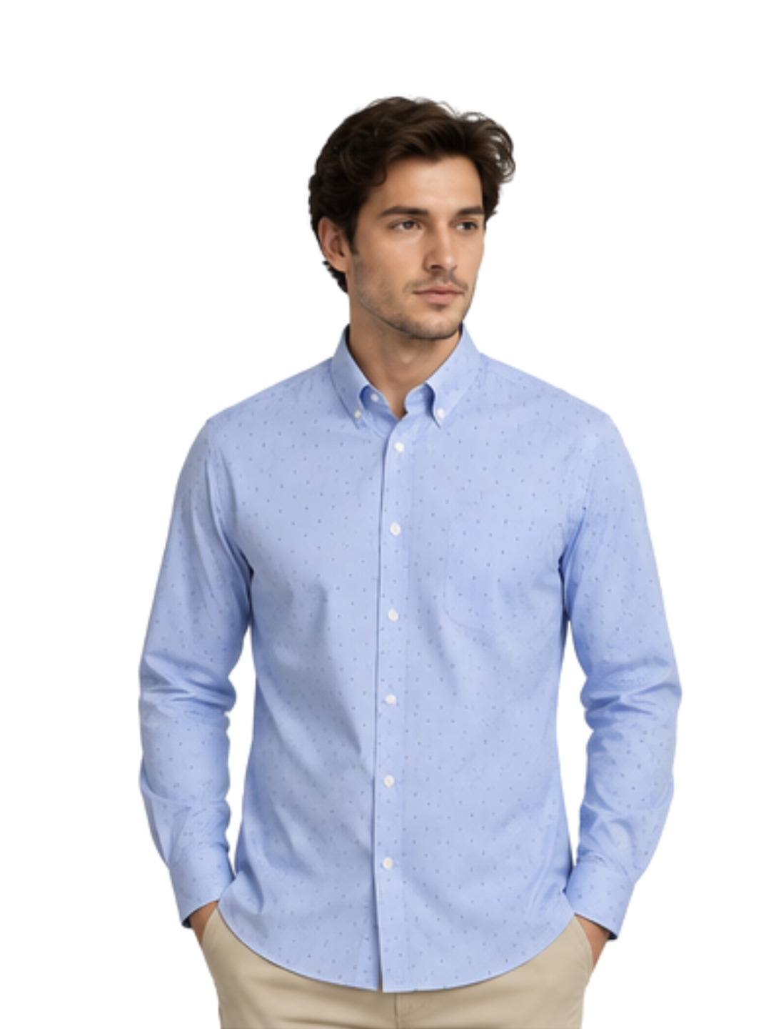 Camisa Hombre Silvino Azul Sport Sin bolsillo