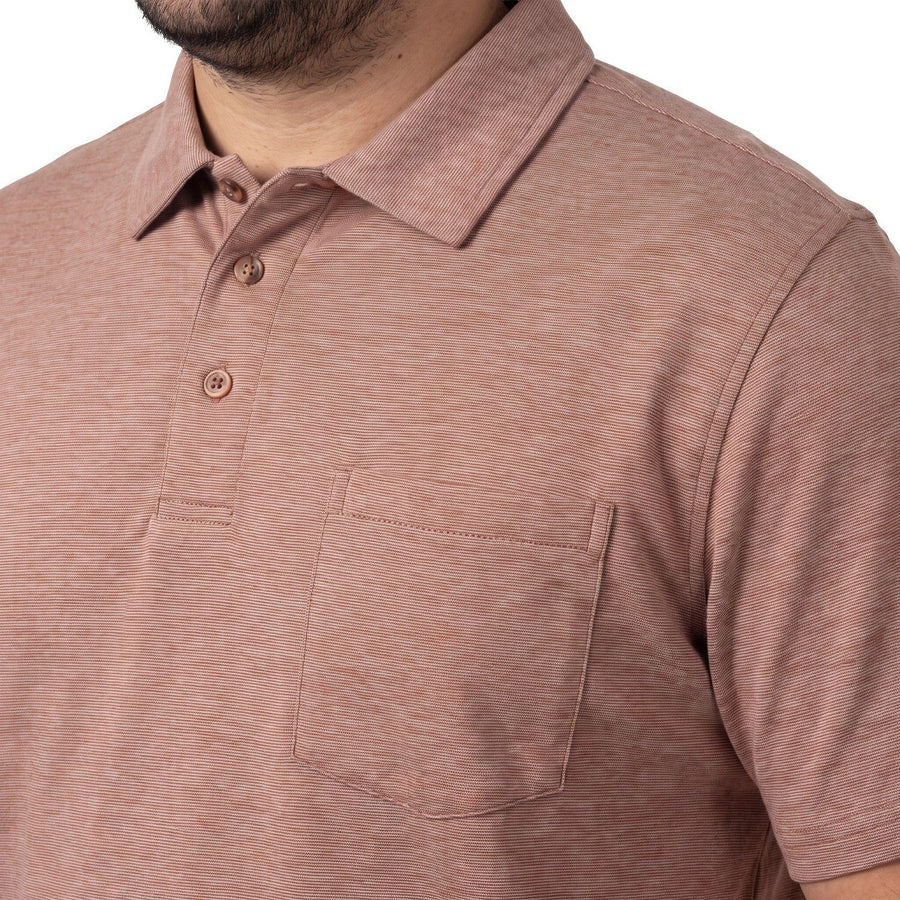 Polera Hombre Cuello Camisero Naranjo