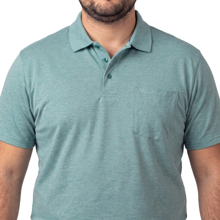 Polera Hombre Cuello Camisero Turquesa