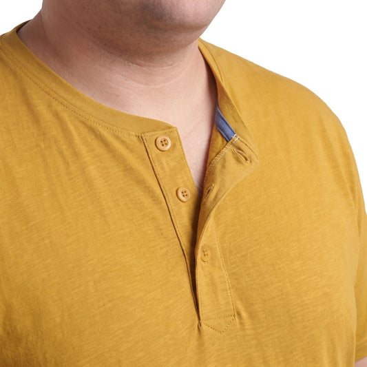 Polera Hombre Botones Manga Corta Mostaza