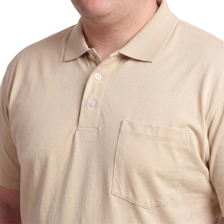 Polera Hombre Lisa Cuello Camisero Beige Claro