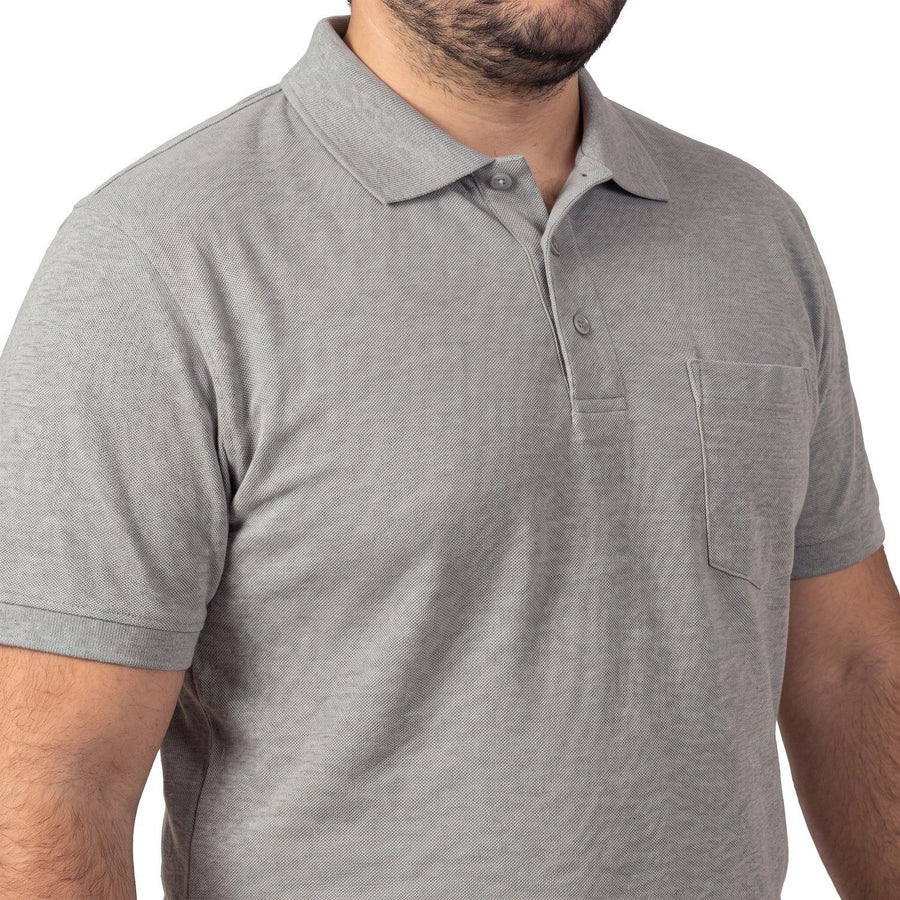 Polera Hombre Pique Melange Gris Medio