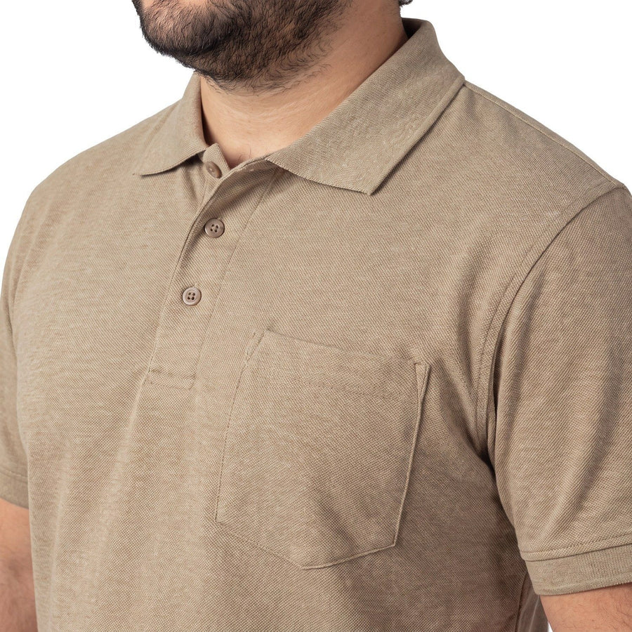 Polera Hombre Pique Melange Beige Medio