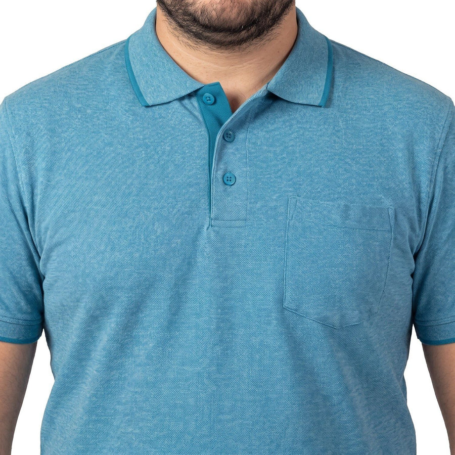 Polera Hombre Pique Melange Celeste Medio