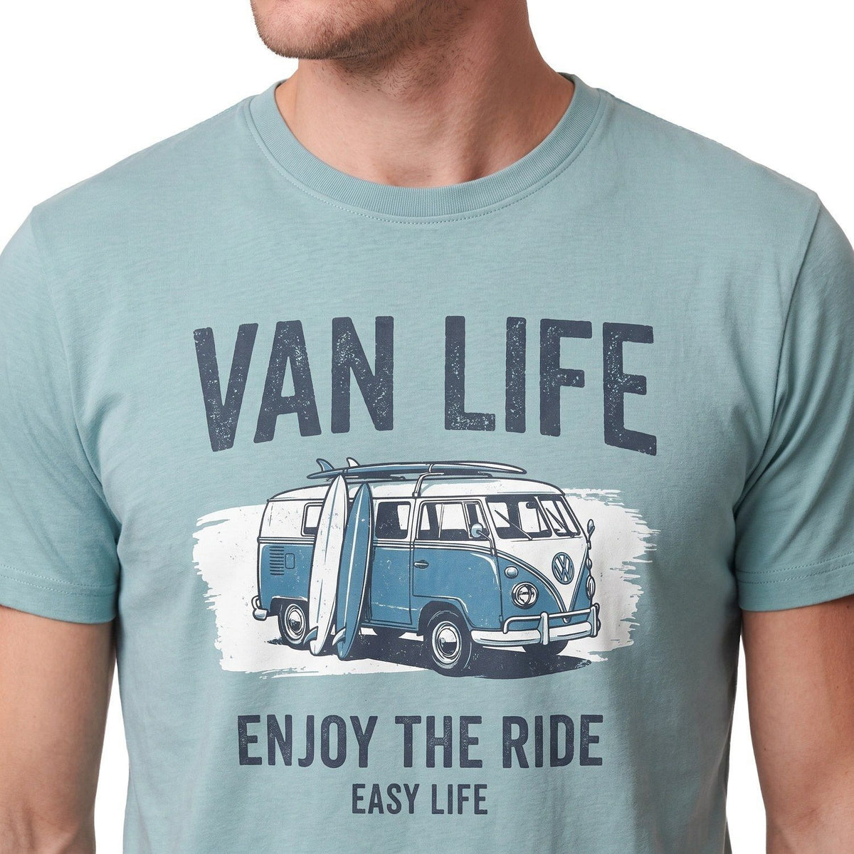 Polera Hombre Diseño Frontal Turquesa
