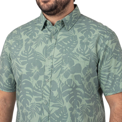 Camisa Hombre Guayabera Manga Corta Diseño Verde Pistacho