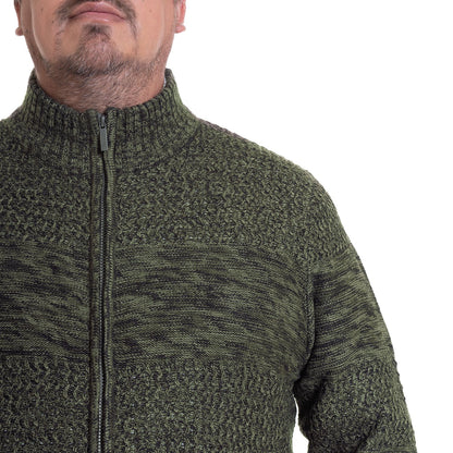 Sweater Hombre Full Cierre Verde Oscuro Melange - Sensez