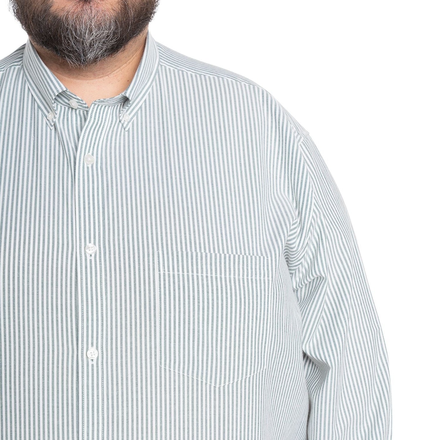 Camisa Hombre Manga Larga Oxford Rayas Verde Regular Fit - Sensez