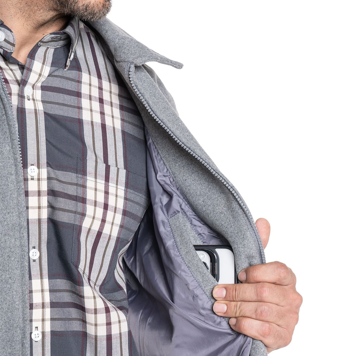 Chaqueta Hombre Clásica Cuello Camisero Gris Medio - Sensez