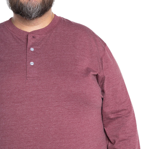 Polera Hombre Manga Larga Jersey Cuello Redondo con Botones Burdeo