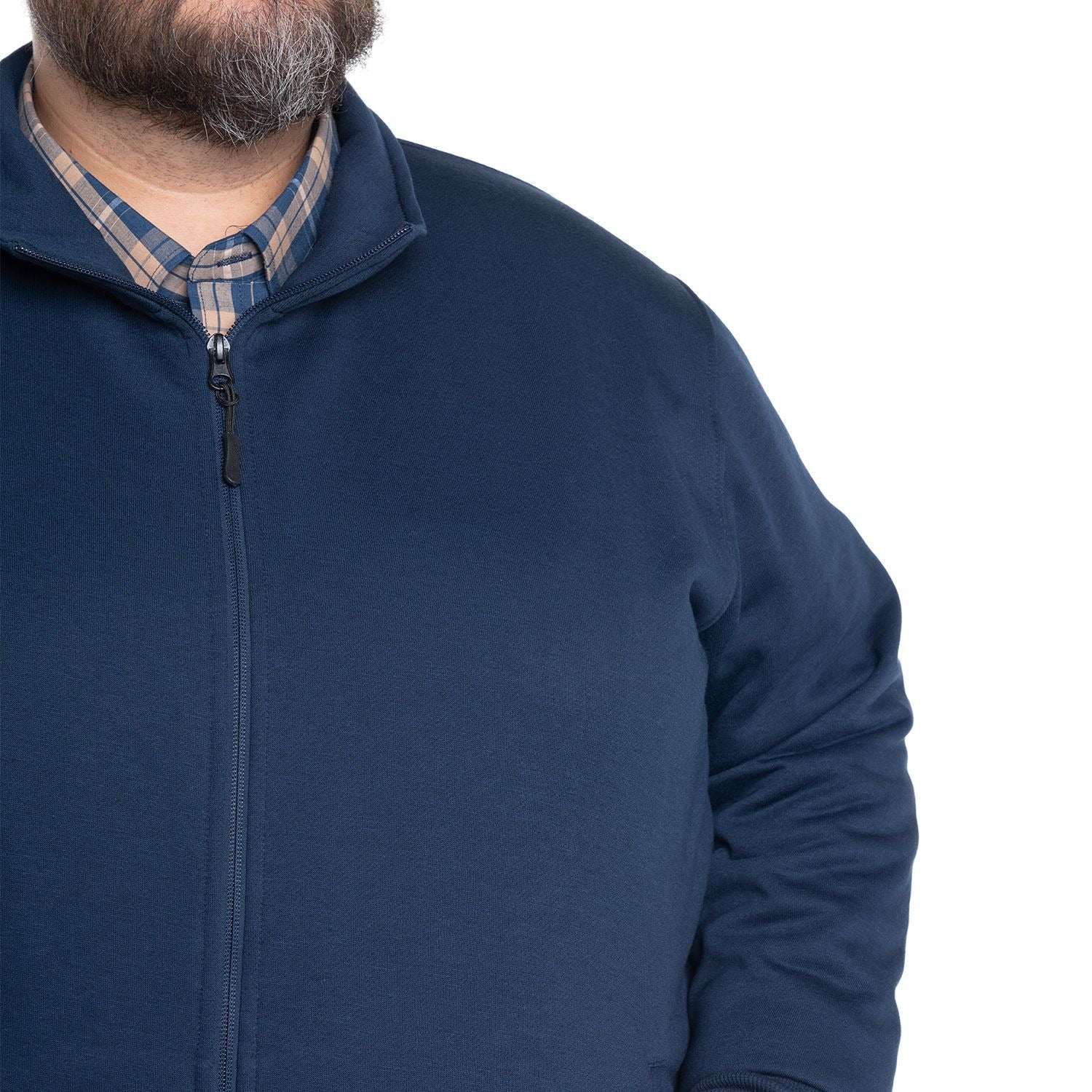 Polerón Hombre Cierre Completo Cuello Alto Azul Marino - Sensez