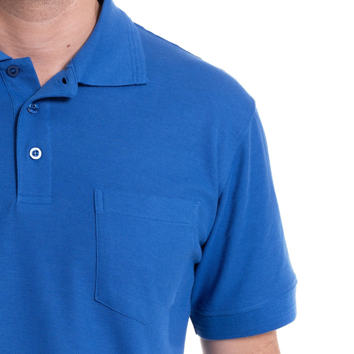 Polera Hombre Pique Lisa Azul 180GR