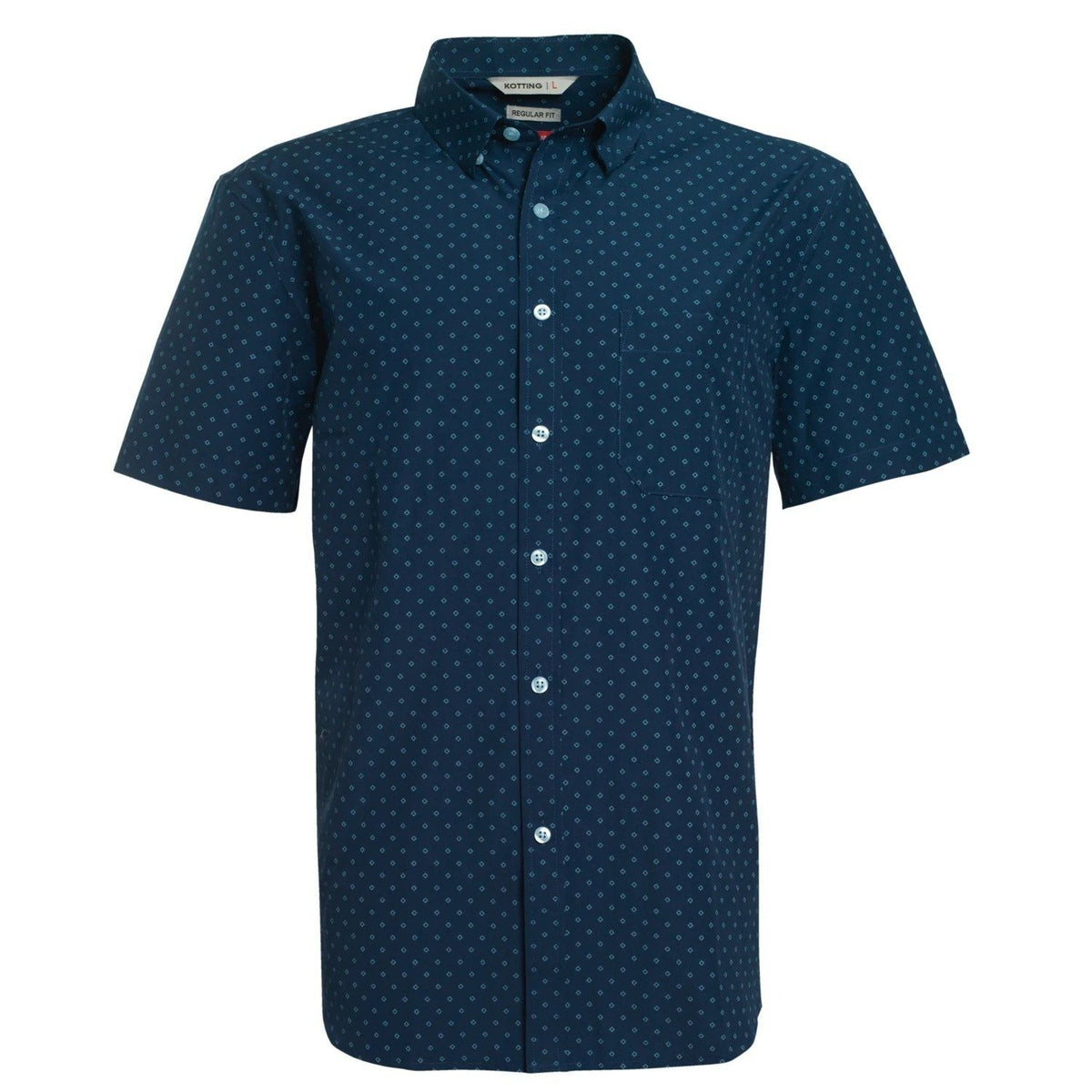 Camisa Hombre Manga Corta Azul Marino con Diseño KT