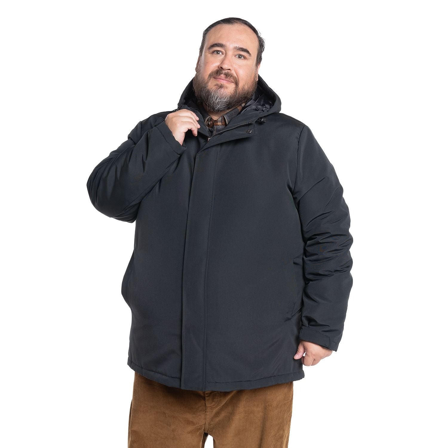 Chaqueta Hombre Larga Negra Gorro Ajustable - Sensez