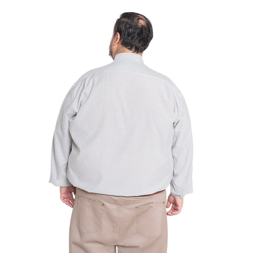 Camisa Hombre Manga Larga Oxford Rayas Gris Regular Fit