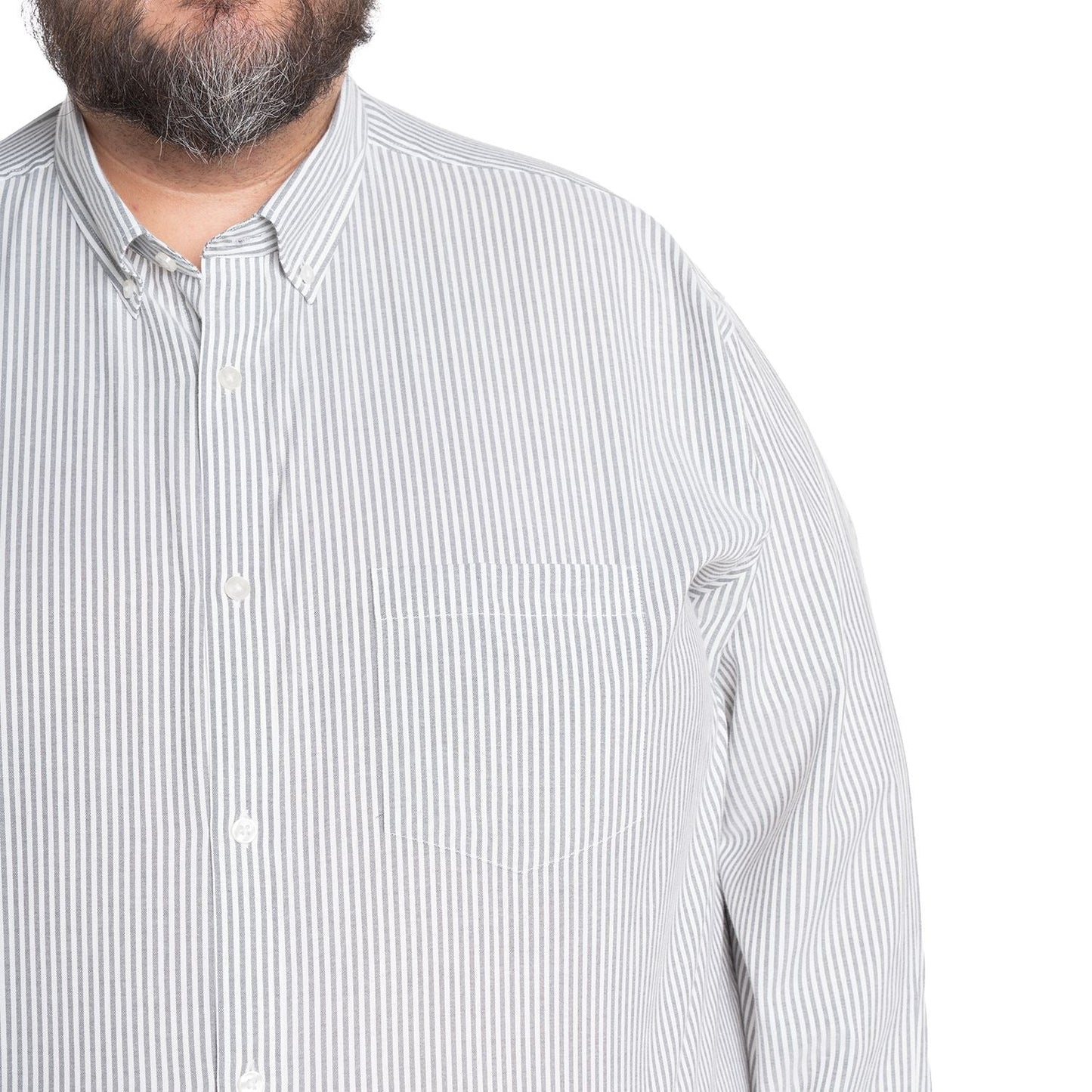 Camisa Hombre Manga Larga Oxford Rayas Gris Regular Fit - Sensez