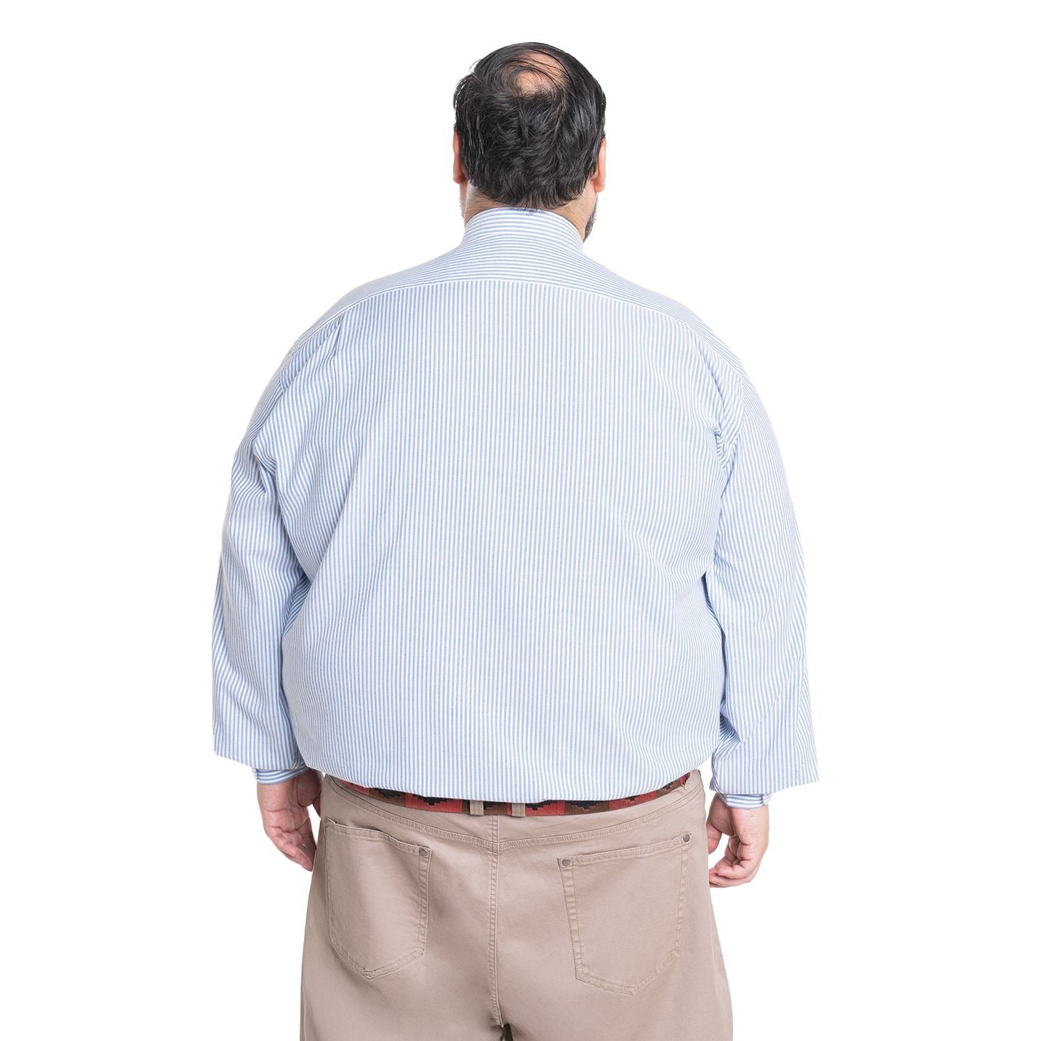 Camisa Hombre Manga Larga Oxford Rayas Azul Regular Fit