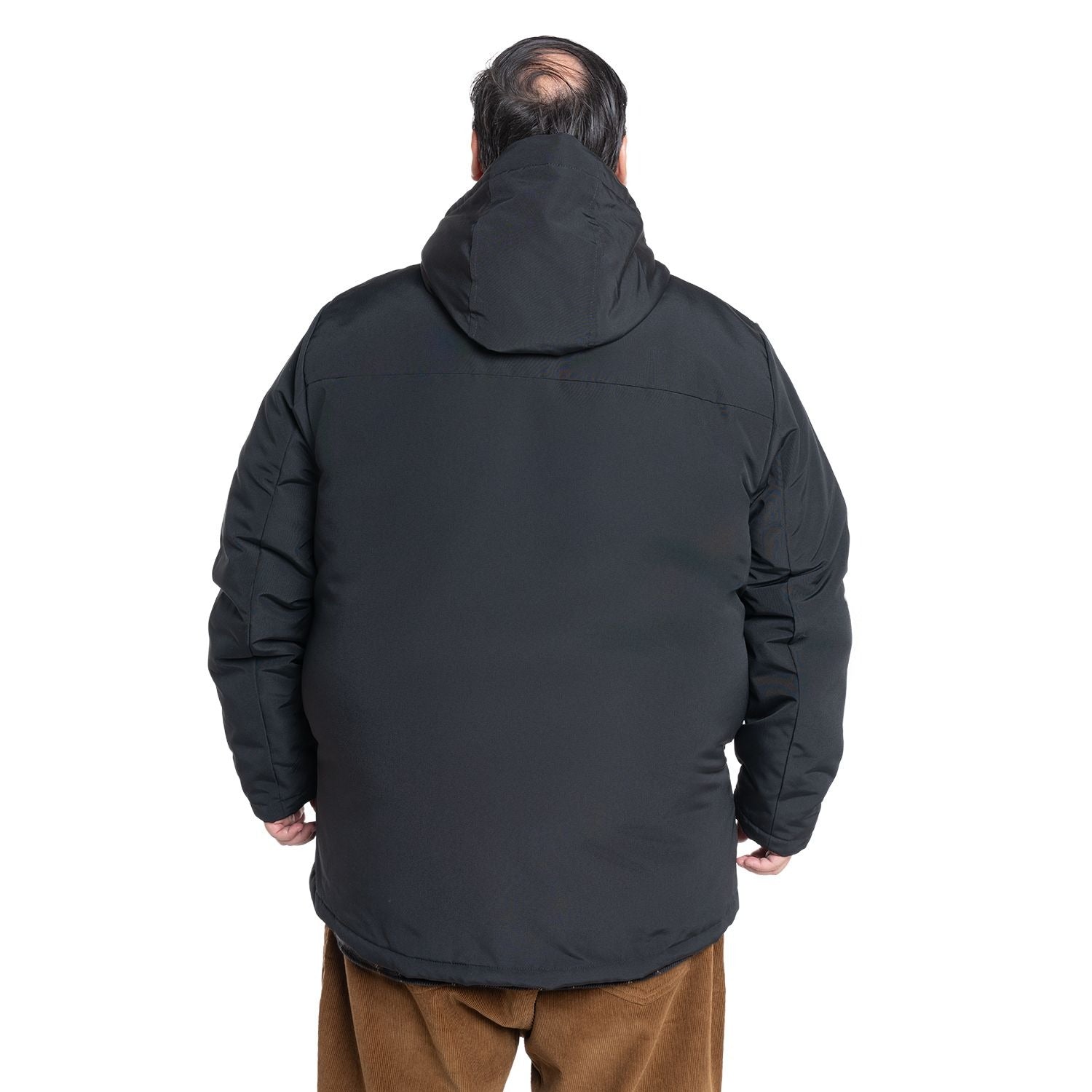 Chaqueta Hombre Larga Negra Gorro Ajustable