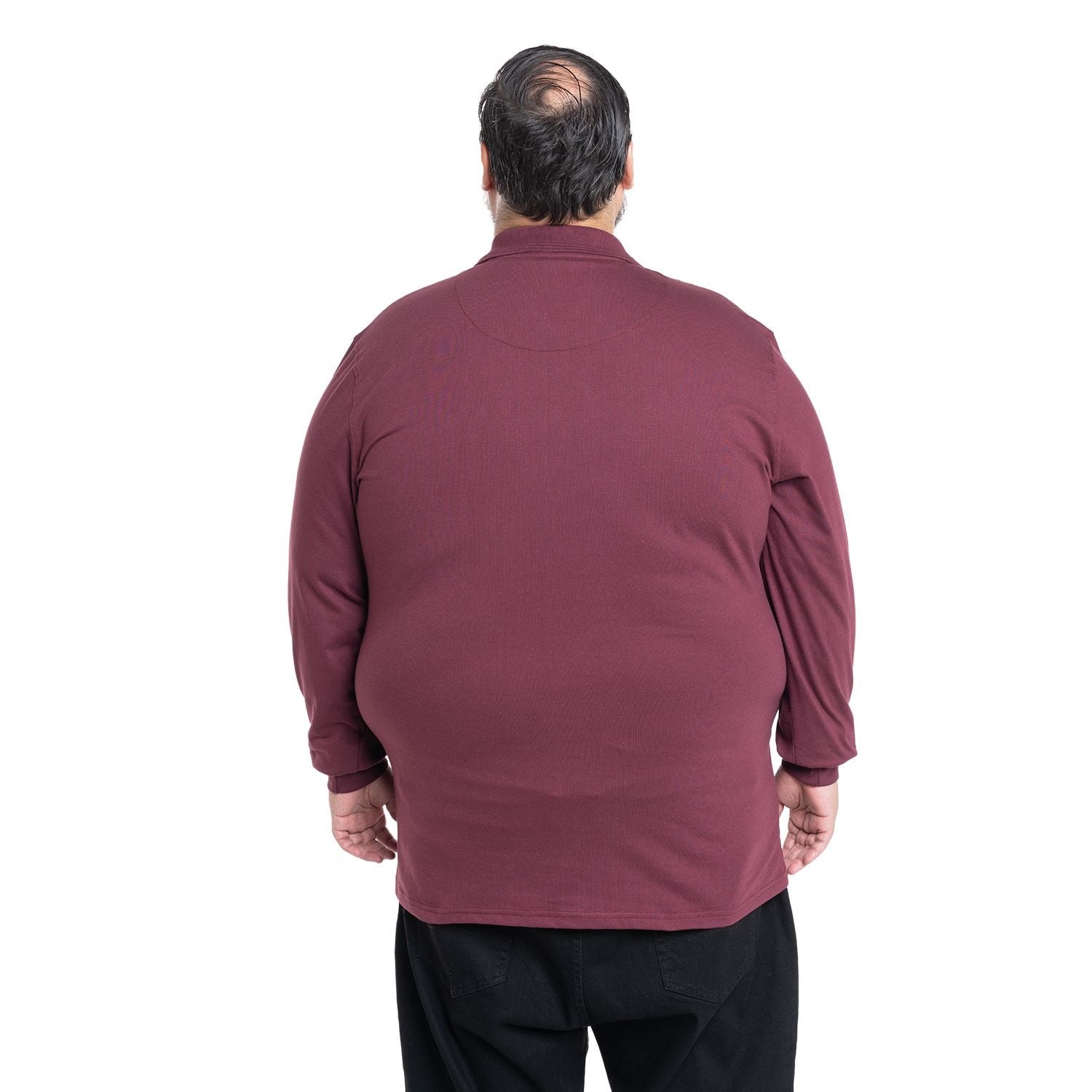 Polera Hombre Jersey Pique Manga Larga Cuello Polo Vino