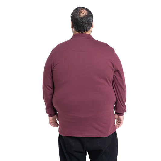 Polera Hombre Jersey Pique Manga Larga Cuello Polo Vino - Sensez