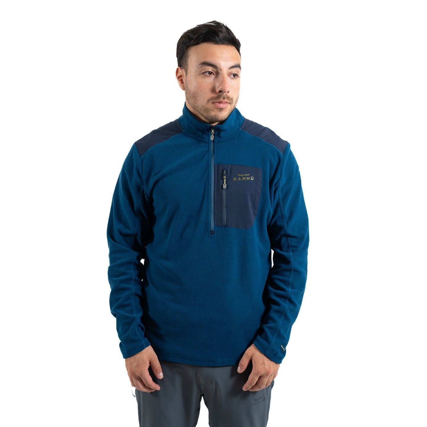 Polar Hombre  Medio Cierre Textura Waffle Azul Denim