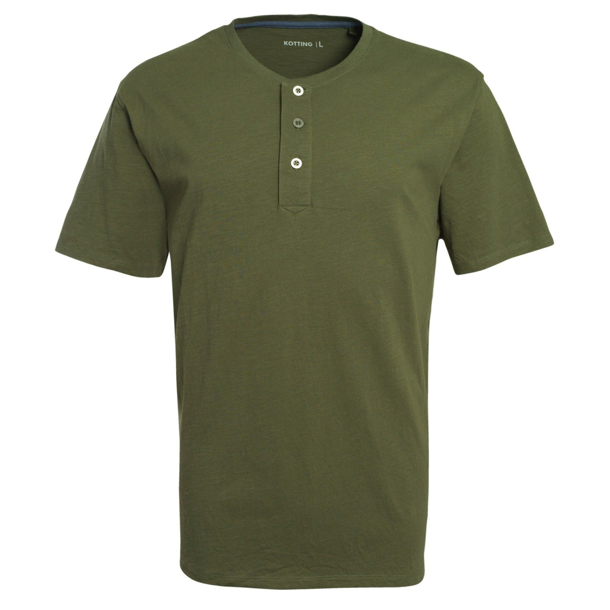 Polera Hombre Botones Manga Corta Oliva Oscuro