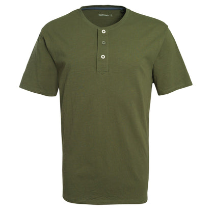 Polera Hombre Botones Manga Corta Oliva Oscuro