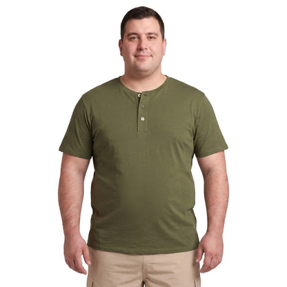 Polera Hombre Botones Manga Corta Oliva Oscuro