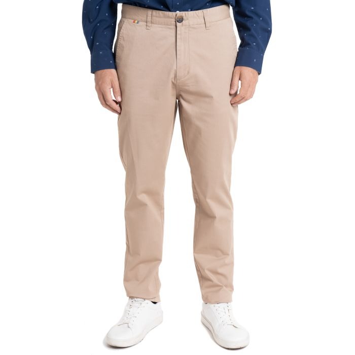 Pantalón Hombre Frente Plano Slim Fit Taupe TRV