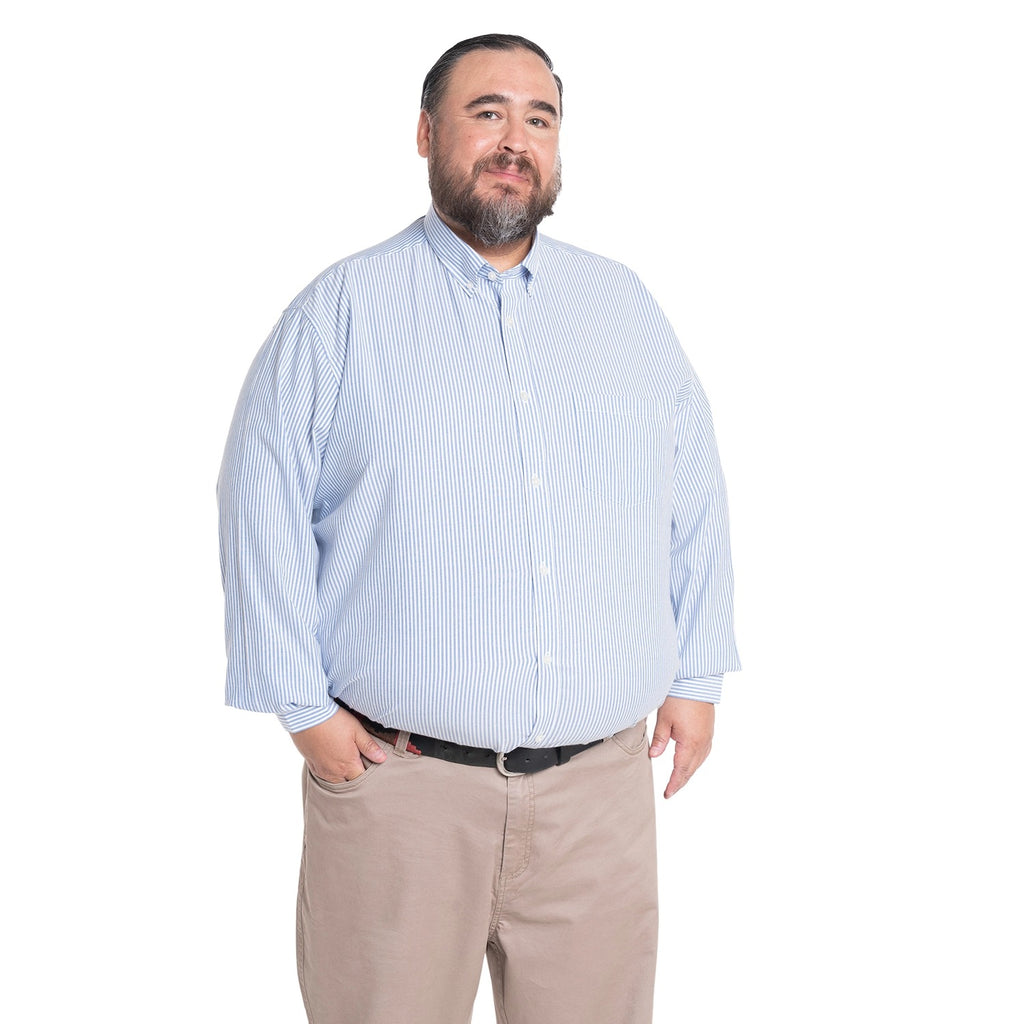 Camisa Hombre Manga Larga Oxford Rayas Azul Regular Fit