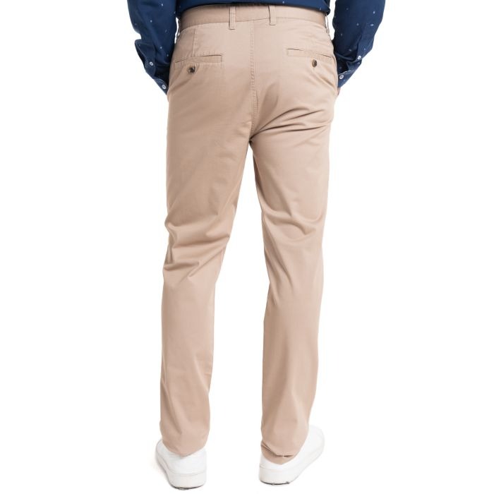 Pantalón Hombre Frente Plano Slim Fit Taupe TRV