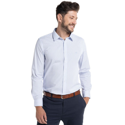 Camisa Hombre Rayas Manga Larga Celeste PT - Sensez