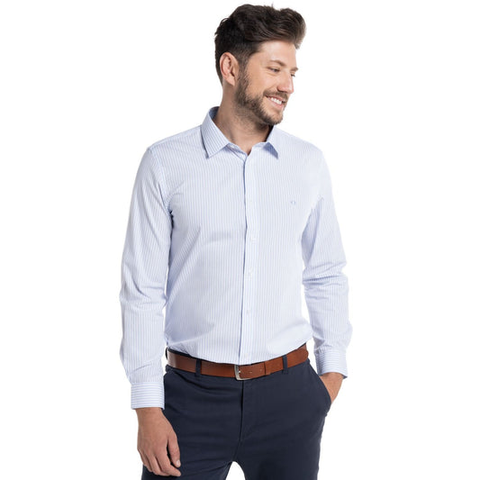 Camisa Hombre Rayas Manga Larga Celeste PT - Sensez