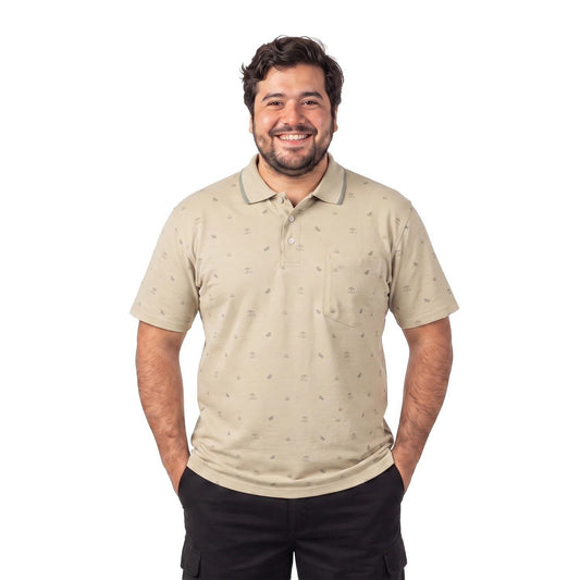 Polera Hombre Full Diseño Beige Claro