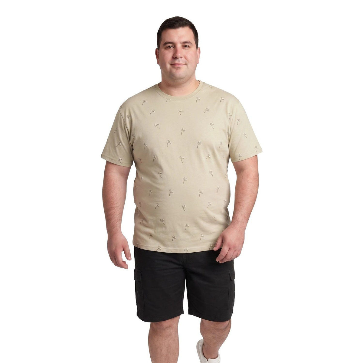 Polera Hombre Full Estampado Beige Claro