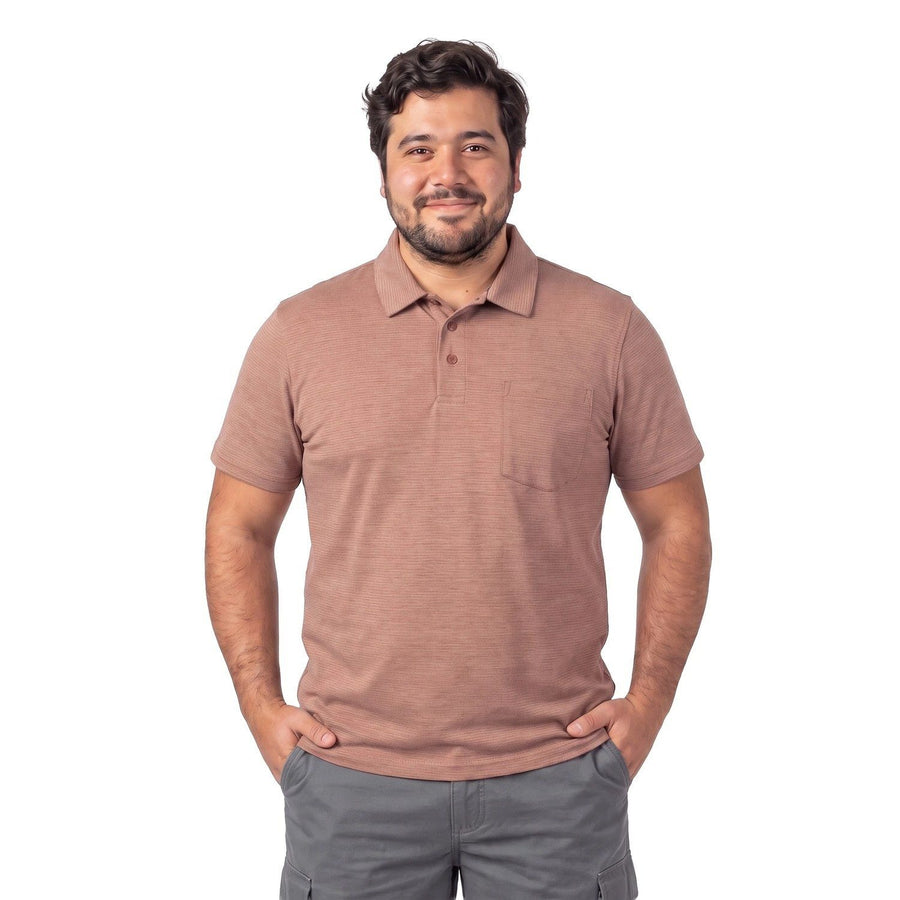 Polera Hombre Cuello Camisero Naranjo