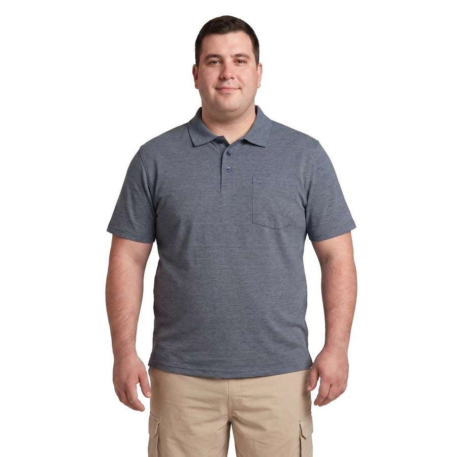 Polera Hombre Cuello Camisero Azul