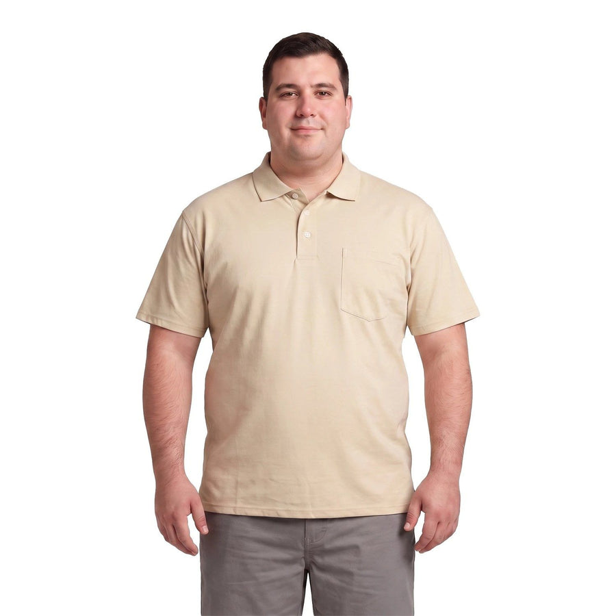 Polera Hombre Lisa Cuello Camisero Beige Claro