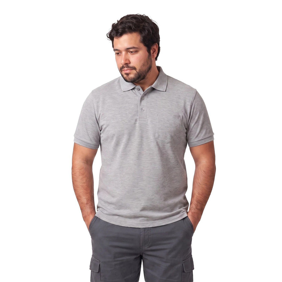 Polera Hombre Pique Melange Gris Medio