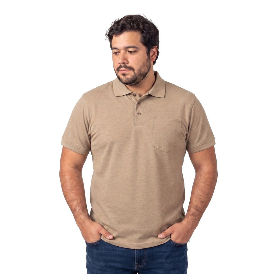 Polera Hombre Pique Melange Beige Medio
