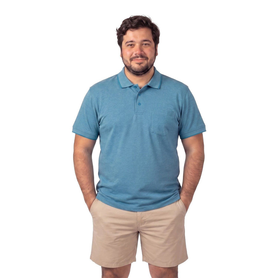 Polera Hombre Pique Melange Celeste Medio