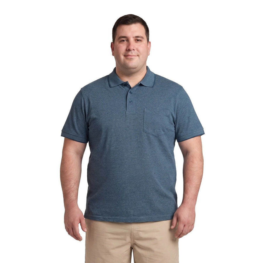 Polera Hombre Pique Melange Azul