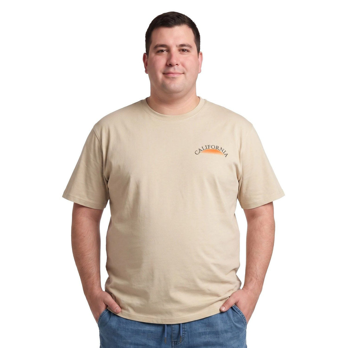 Polera Hombre Diseño Espalda Beige Claro