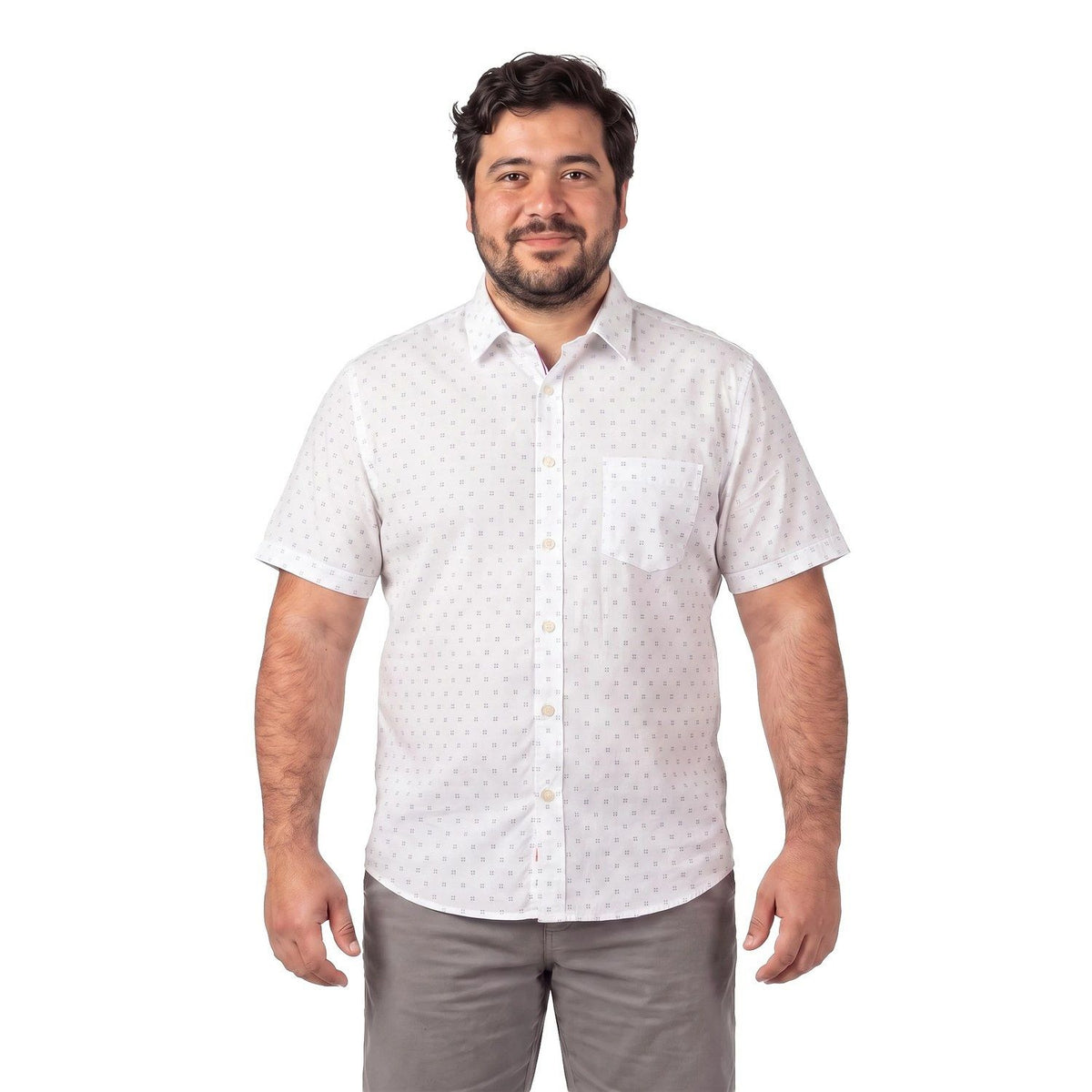 Camisa Hombre Manga Corta Blanca con Diseño KT