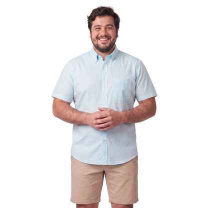 Camisa Hombre Manga Corta Celeste con Diseño KT